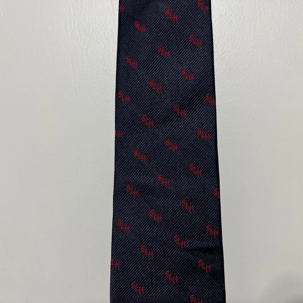 Camalier &‎ Buckley Mens Silk Tie Navy Blue Red Made in USA